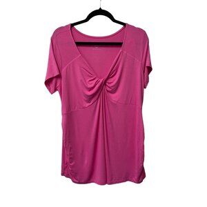 ISABEL MATERNITY SHIRT PINK LIGHTWEIGHT STRETCH TWIST FRONT WOMENS XXL